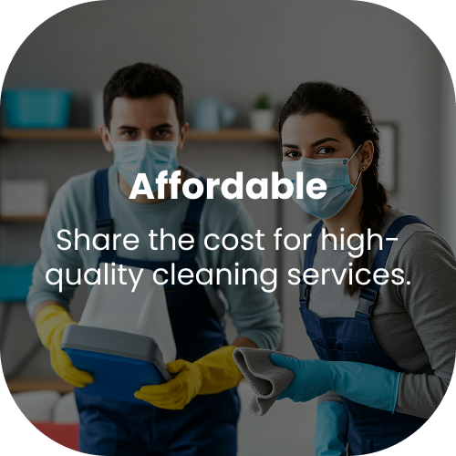 Cleaning professionals in masks hover