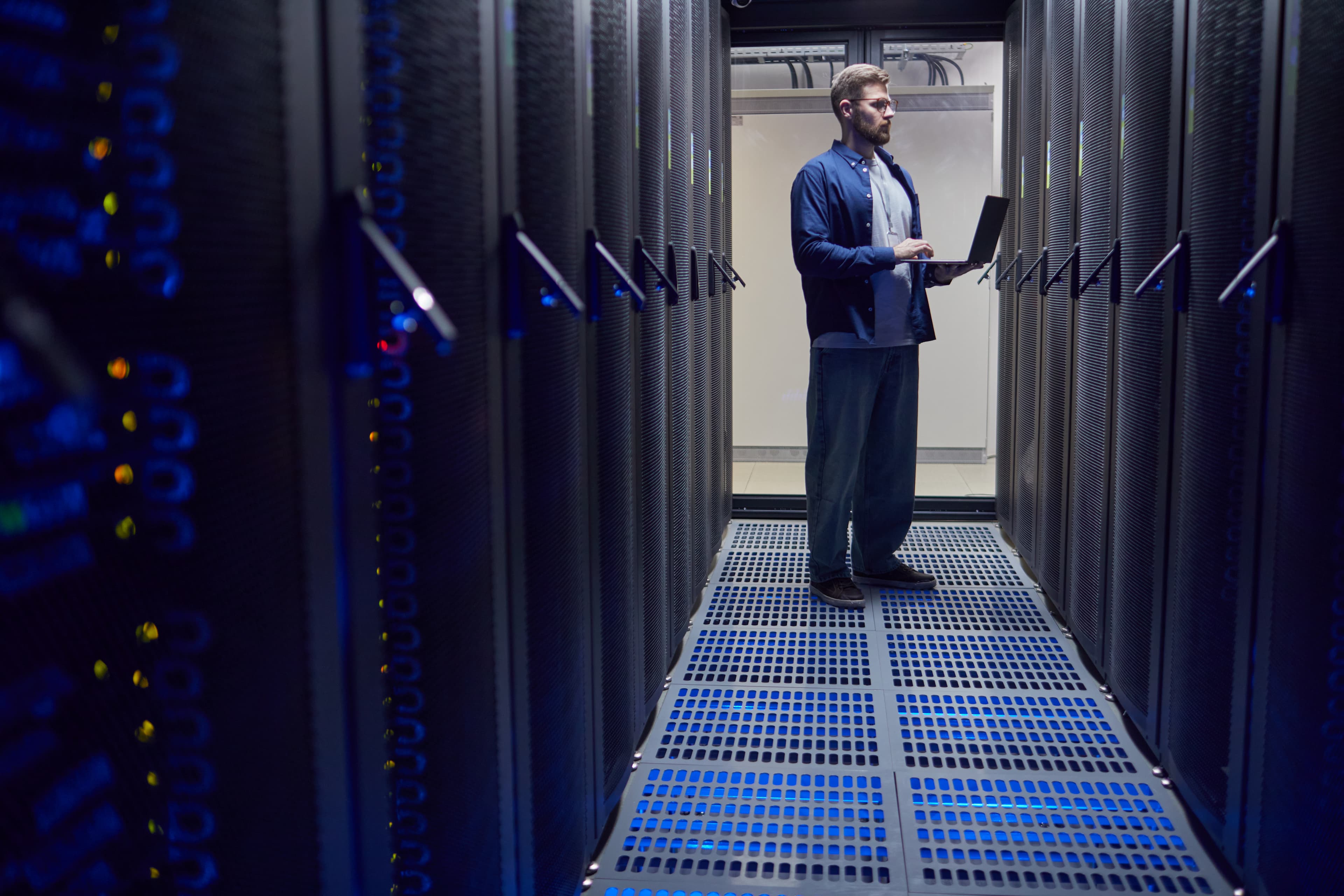 Technician Performing Data Centre Cleaning